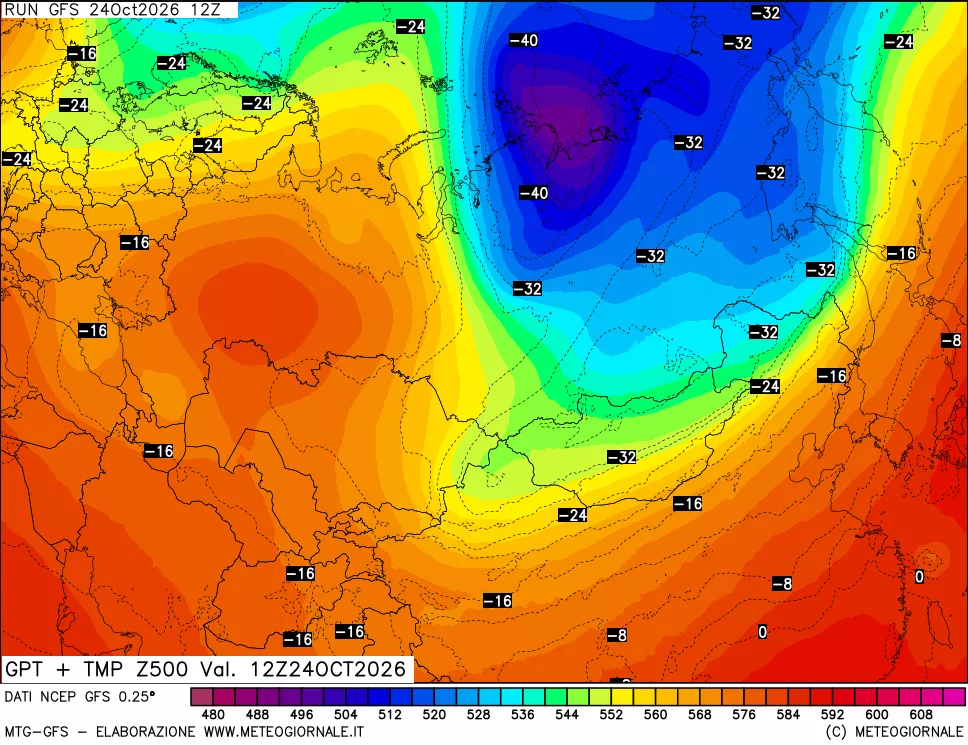 mappa 500 hPa GPT + Temp