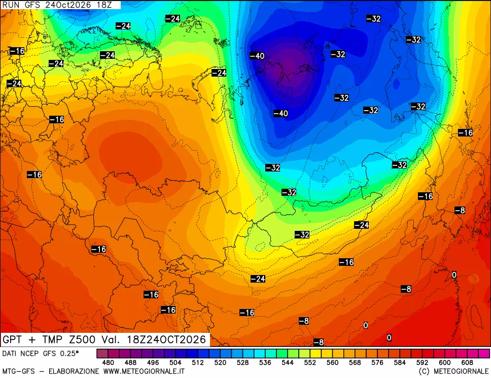mappa 500 hPa GPT + Temp