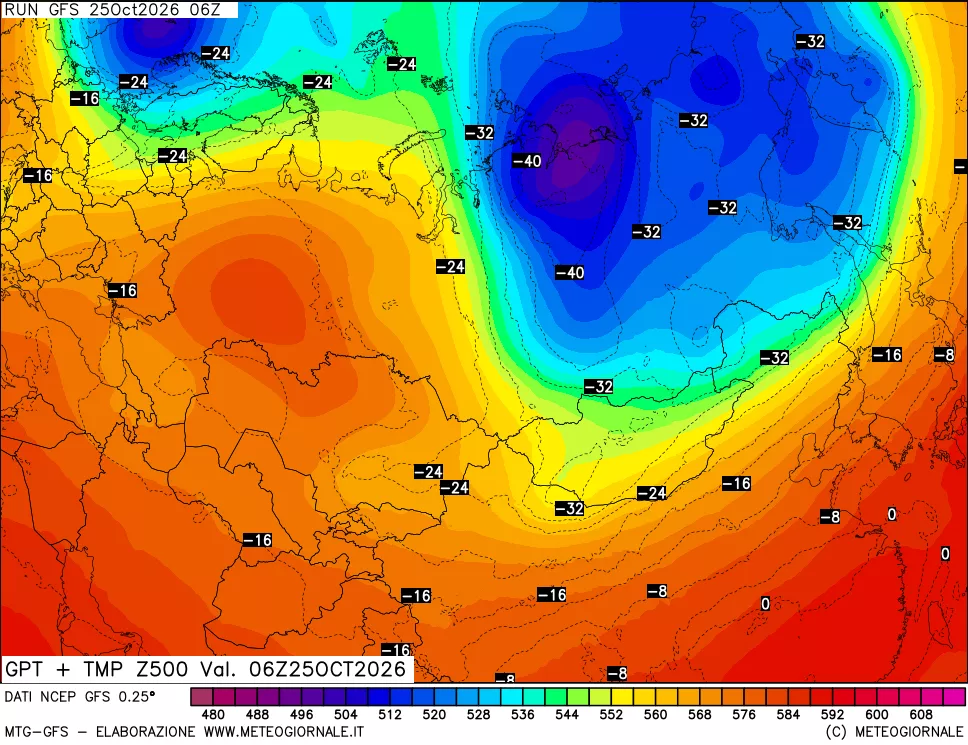 mappa 500 hPa GPT + Temp