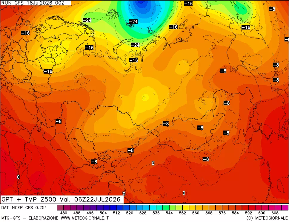 mappa 500 hPa GPT + Temp