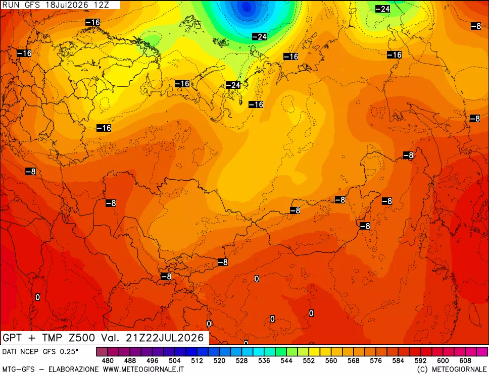 mappa 500 hPa GPT + Temp