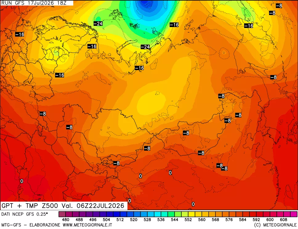 mappa 500 hPa GPT + Temp