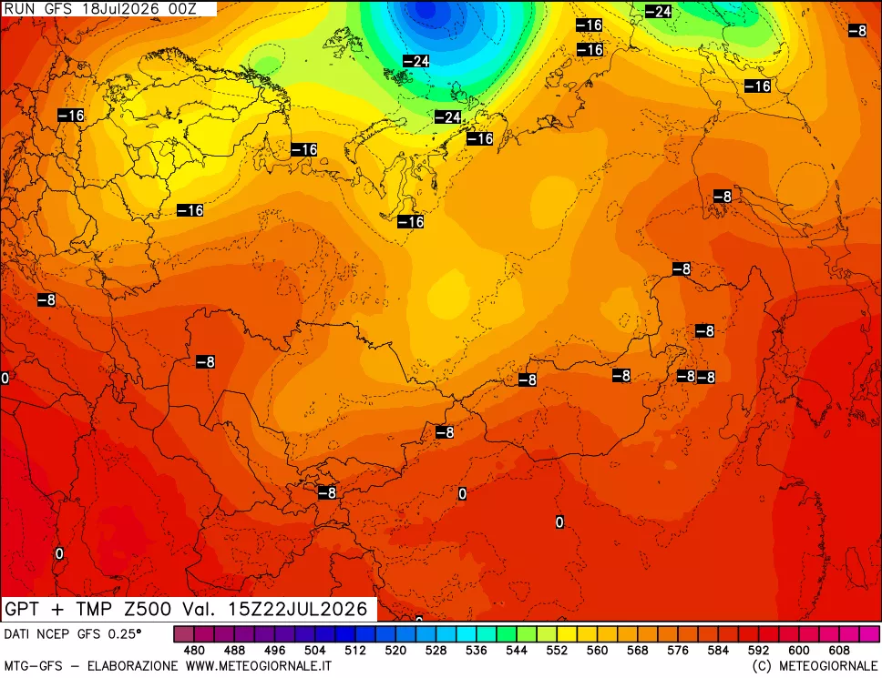mappa 500 hPa GPT + Temp