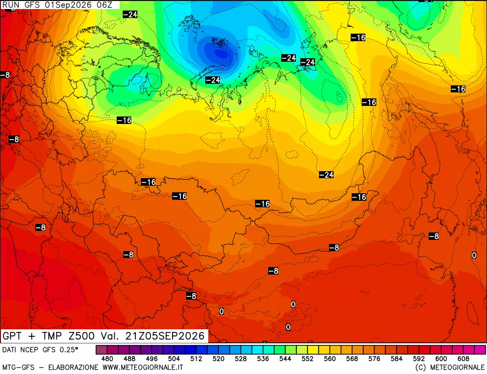 mappa 500 hPa GPT + Temp