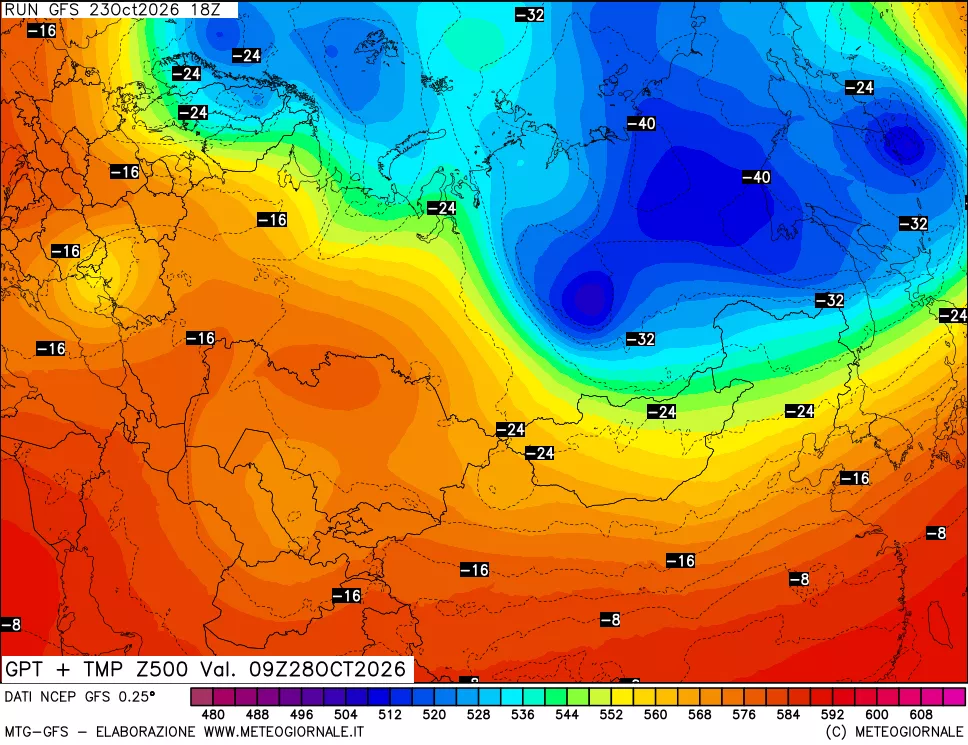 mappa 500 hPa GPT + Temp
