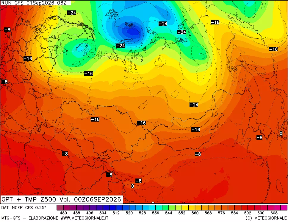 mappa 500 hPa GPT + Temp