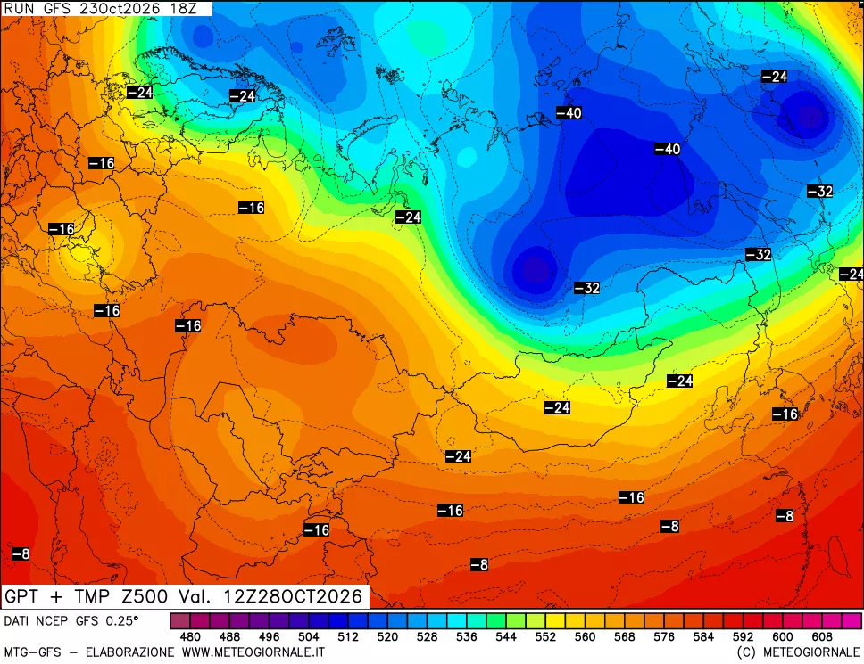 mappa 500 hPa GPT + Temp