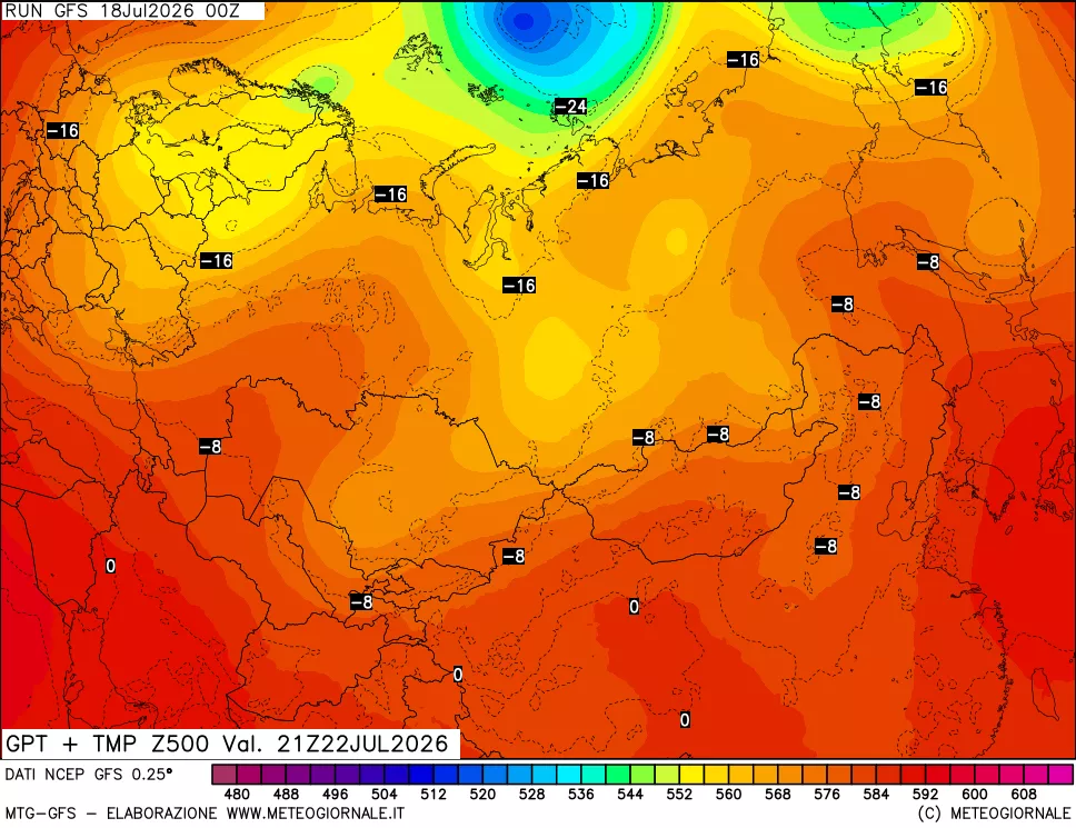 mappa 500 hPa GPT + Temp