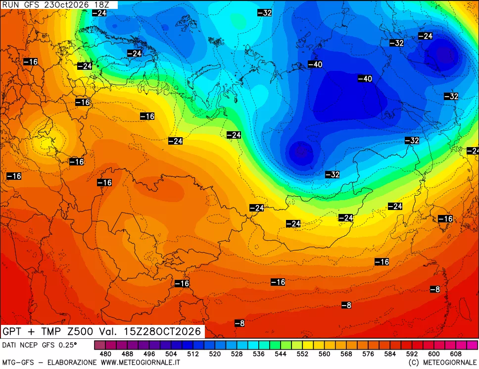 mappa 500 hPa GPT + Temp