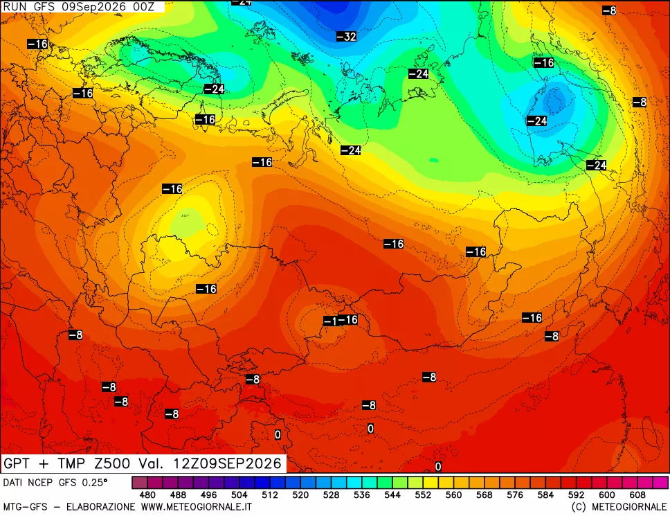 mappa 500 hPa GPT + Temp