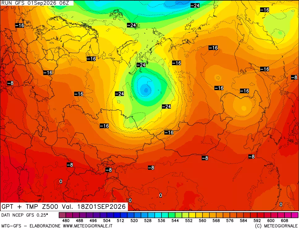 mappa 500 hPa GPT + Temp
