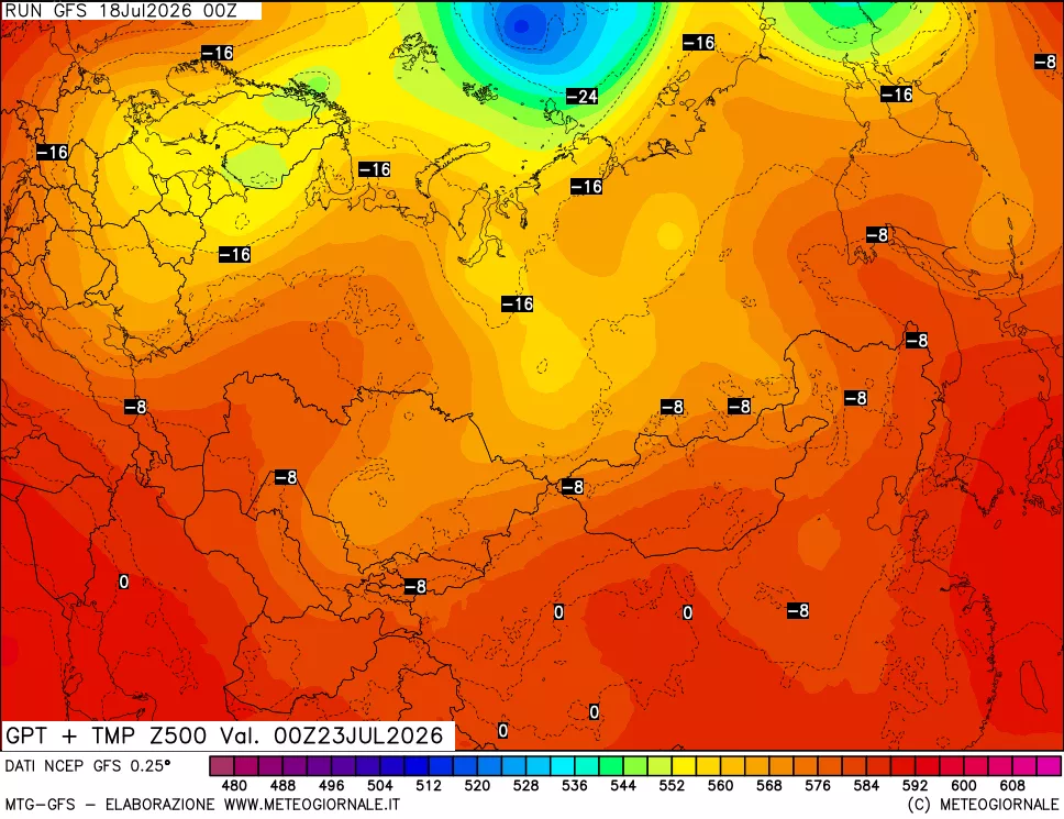 mappa 500 hPa GPT + Temp