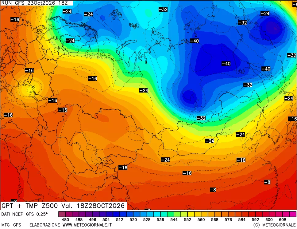 mappa 500 hPa GPT + Temp