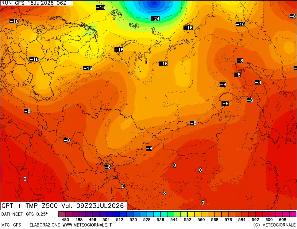 mappa 500 hPa GPT + Temp