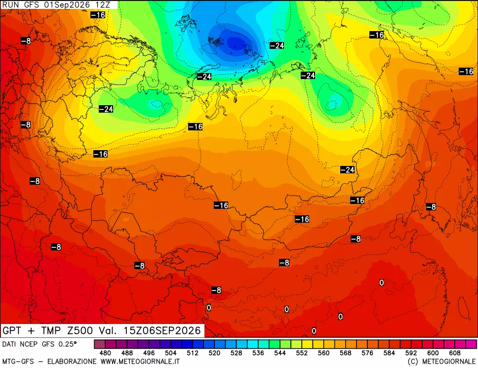 mappa 500 hPa GPT + Temp