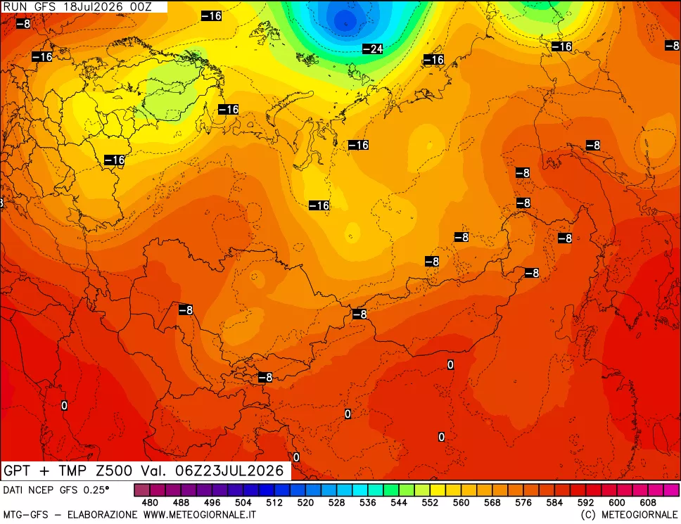 mappa 500 hPa GPT + Temp