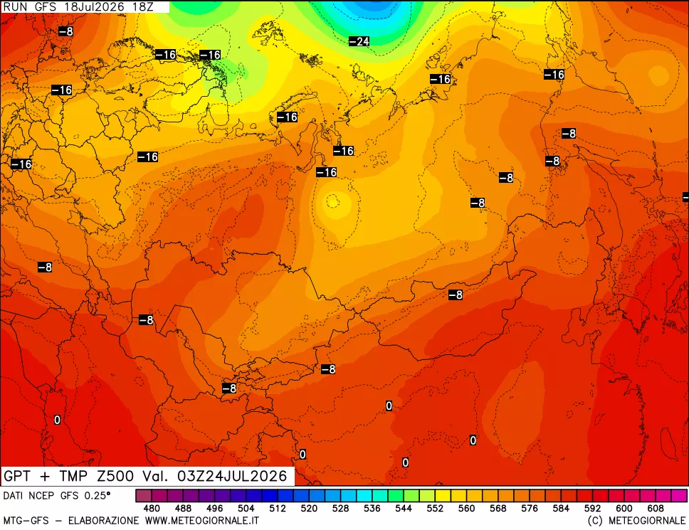 mappa 500 hPa GPT + Temp