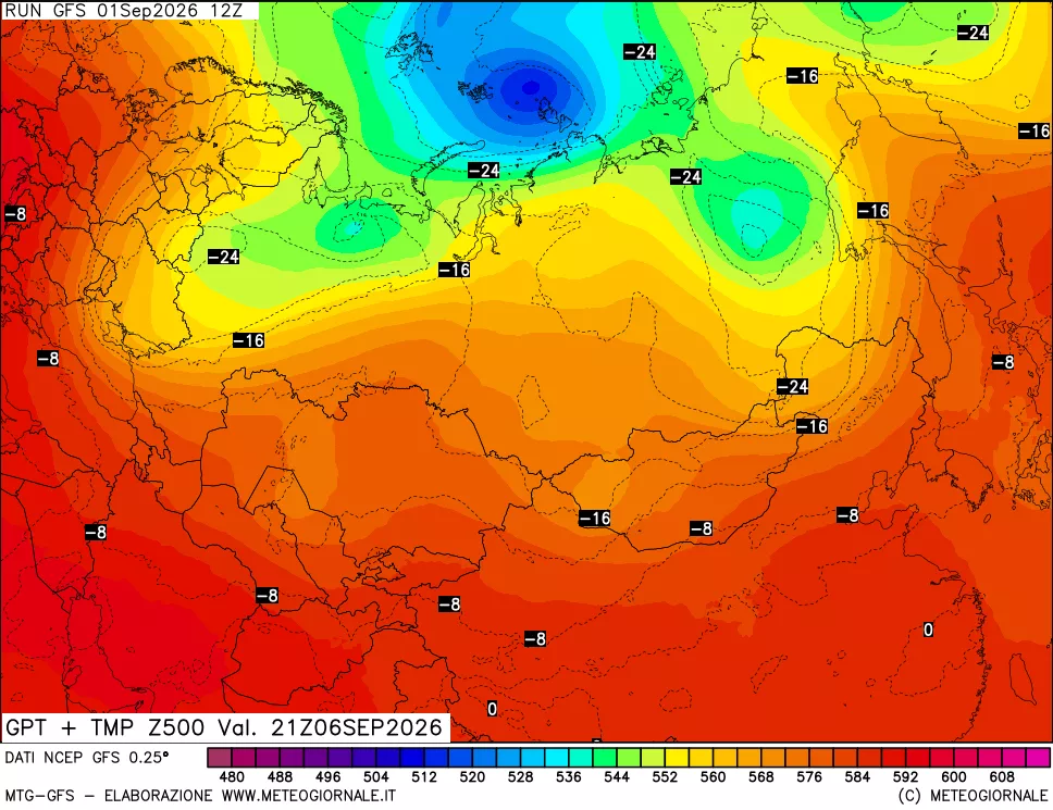 mappa 500 hPa GPT + Temp