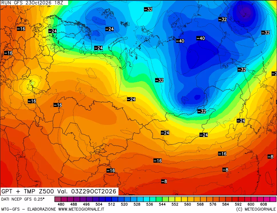 mappa 500 hPa GPT + Temp