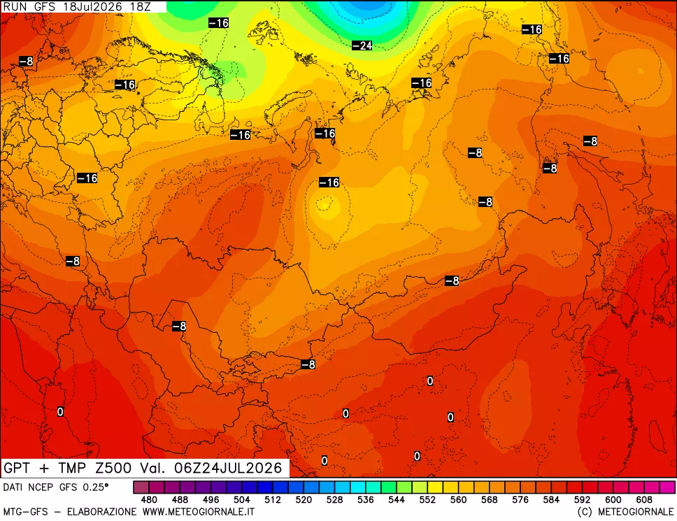 mappa 500 hPa GPT + Temp