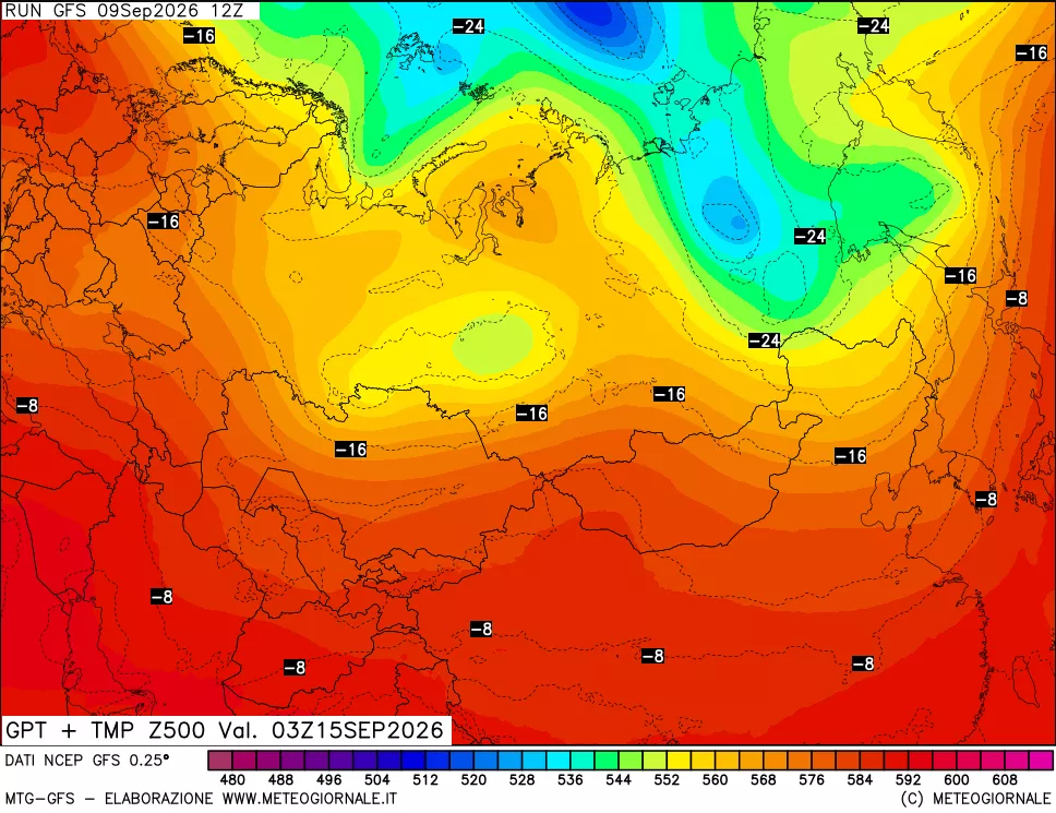 mappa 500 hPa GPT + Temp