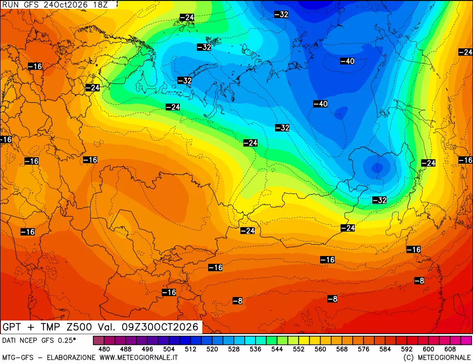 mappa 500 hPa GPT + Temp