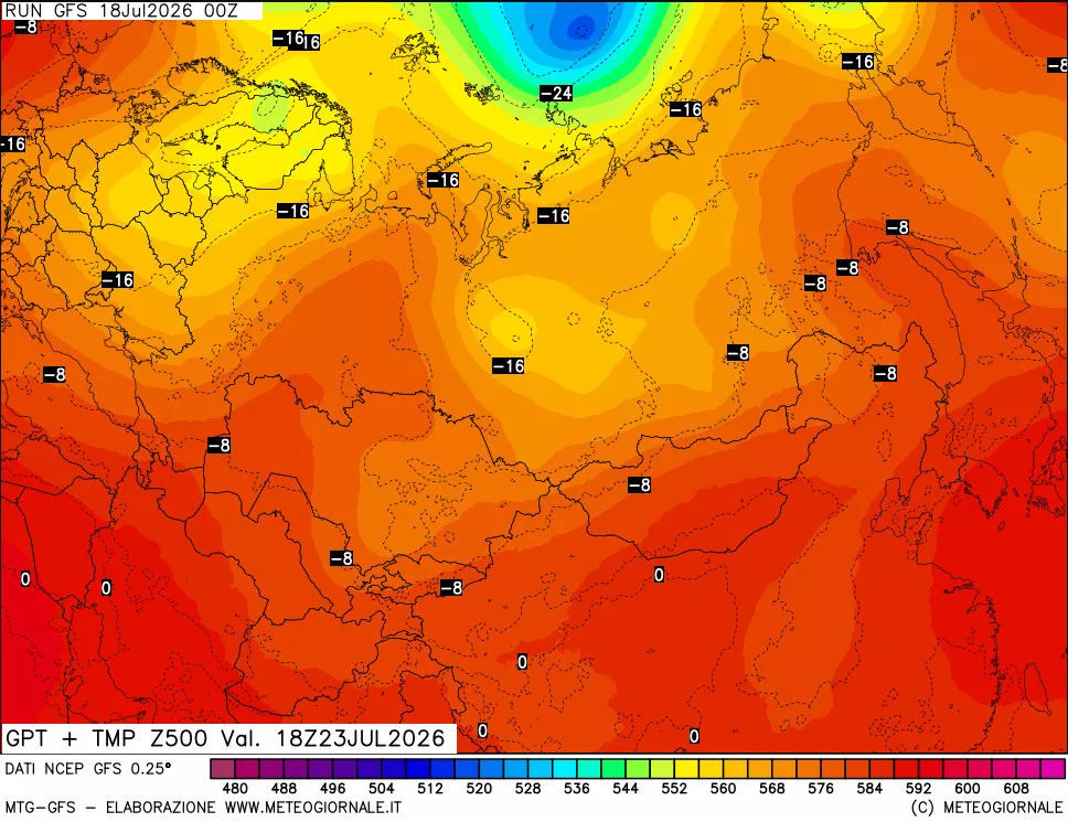 mappa 500 hPa GPT + Temp