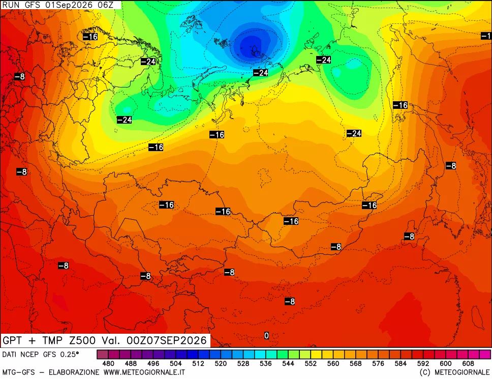 mappa 500 hPa GPT + Temp