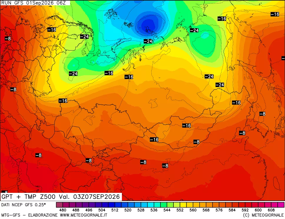 mappa 500 hPa GPT + Temp
