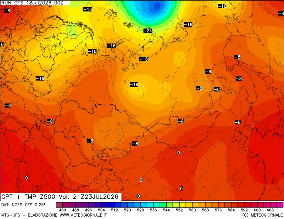 mappa 500 hPa GPT + Temp