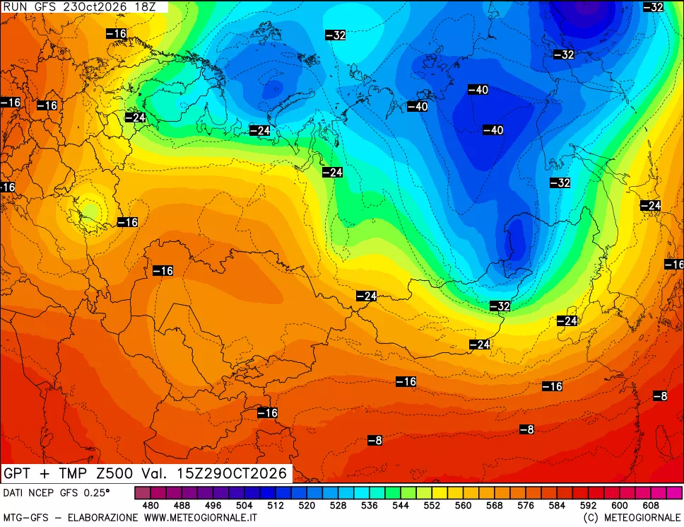 mappa 500 hPa GPT + Temp