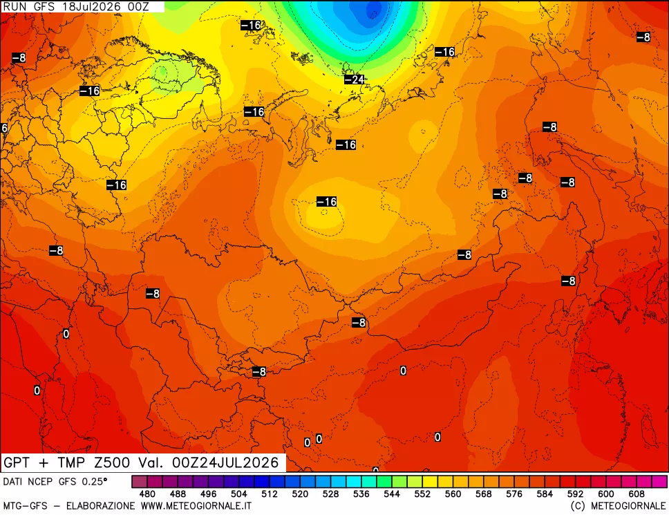 mappa 500 hPa GPT + Temp