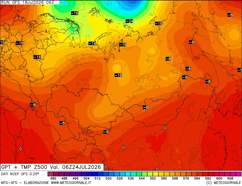 mappa 500 hPa GPT + Temp