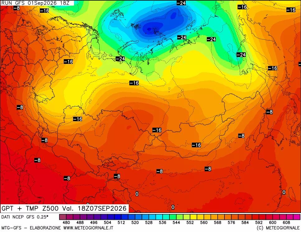 mappa 500 hPa GPT + Temp