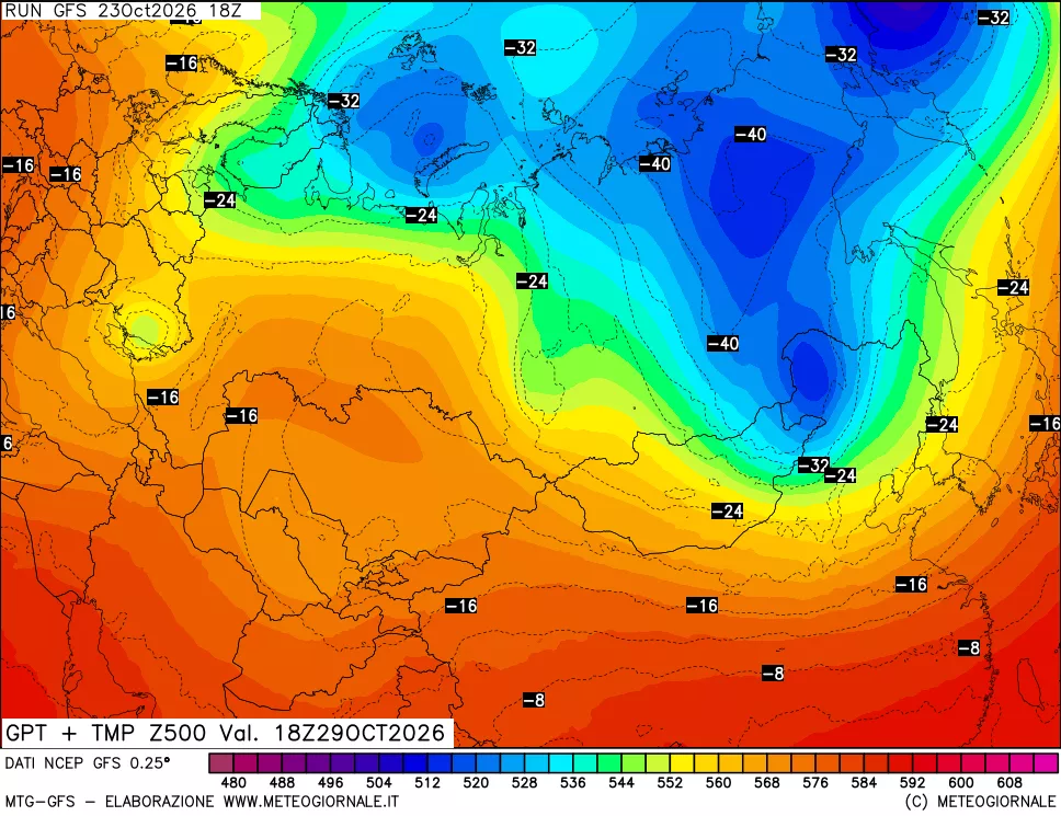 mappa 500 hPa GPT + Temp