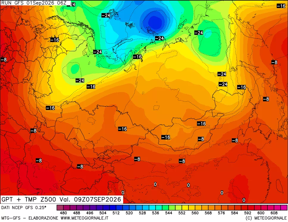 mappa 500 hPa GPT + Temp