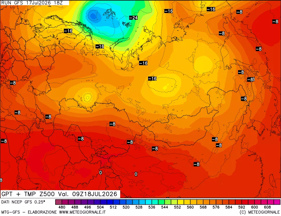 mappa 500 hPa GPT + Temp