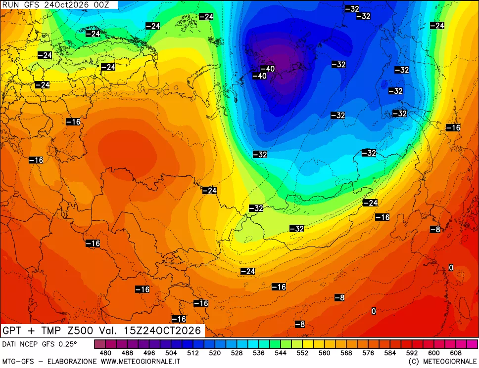 mappa 500 hPa GPT + Temp