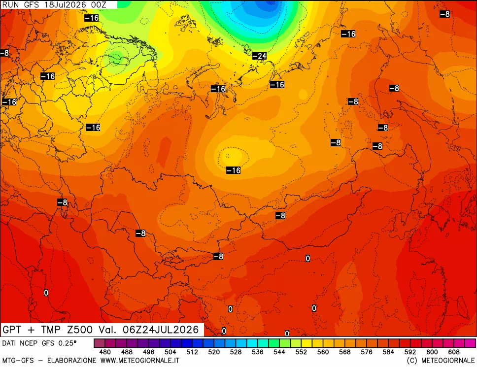 mappa 500 hPa GPT + Temp
