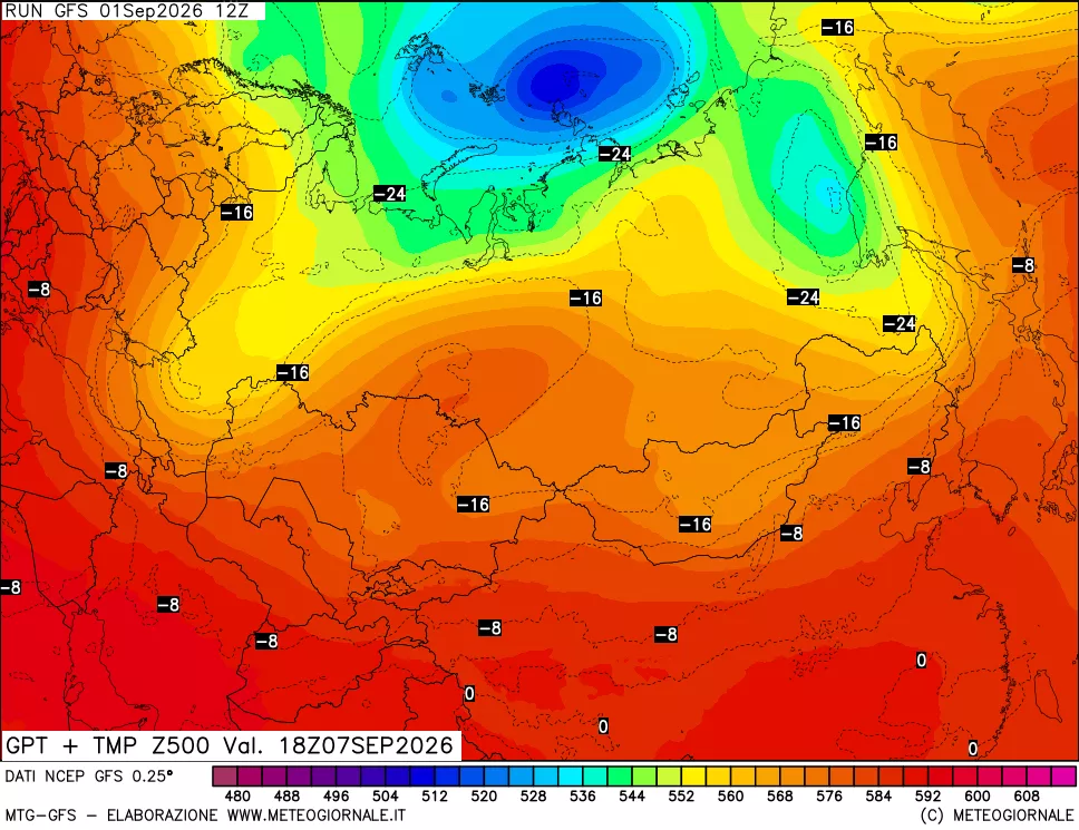 mappa 500 hPa GPT + Temp