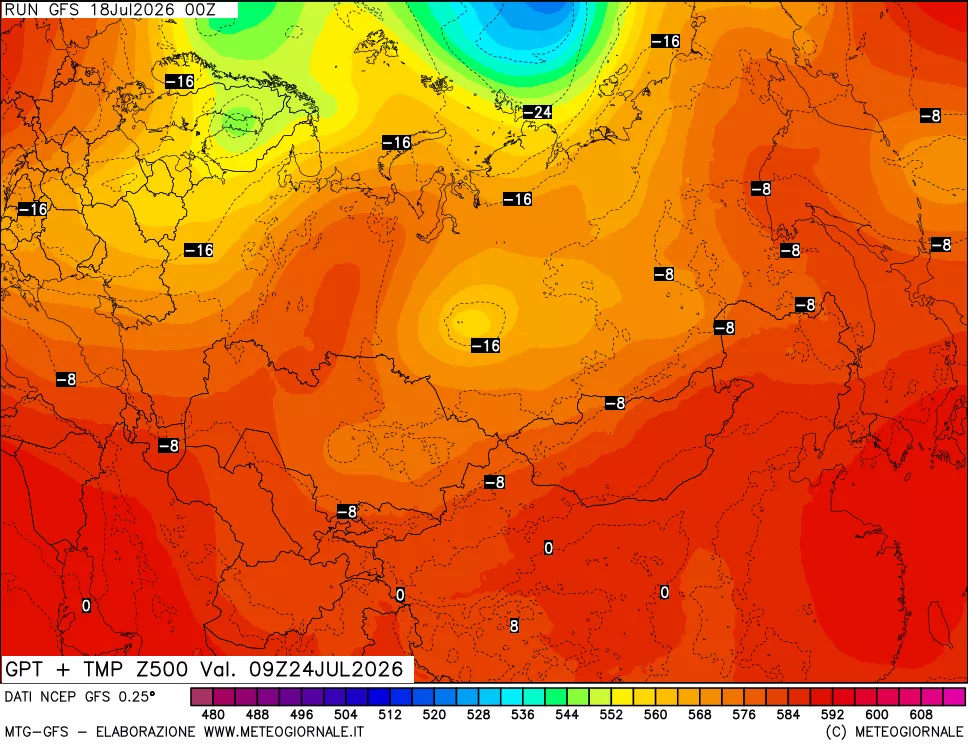 mappa 500 hPa GPT + Temp