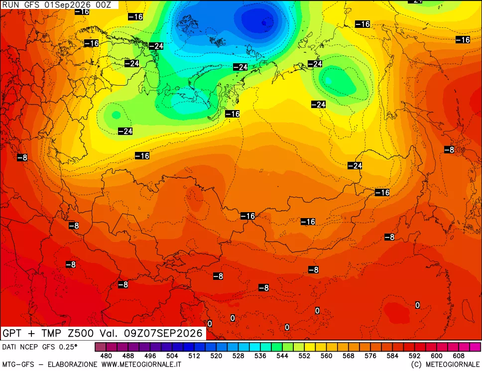mappa 500 hPa GPT + Temp