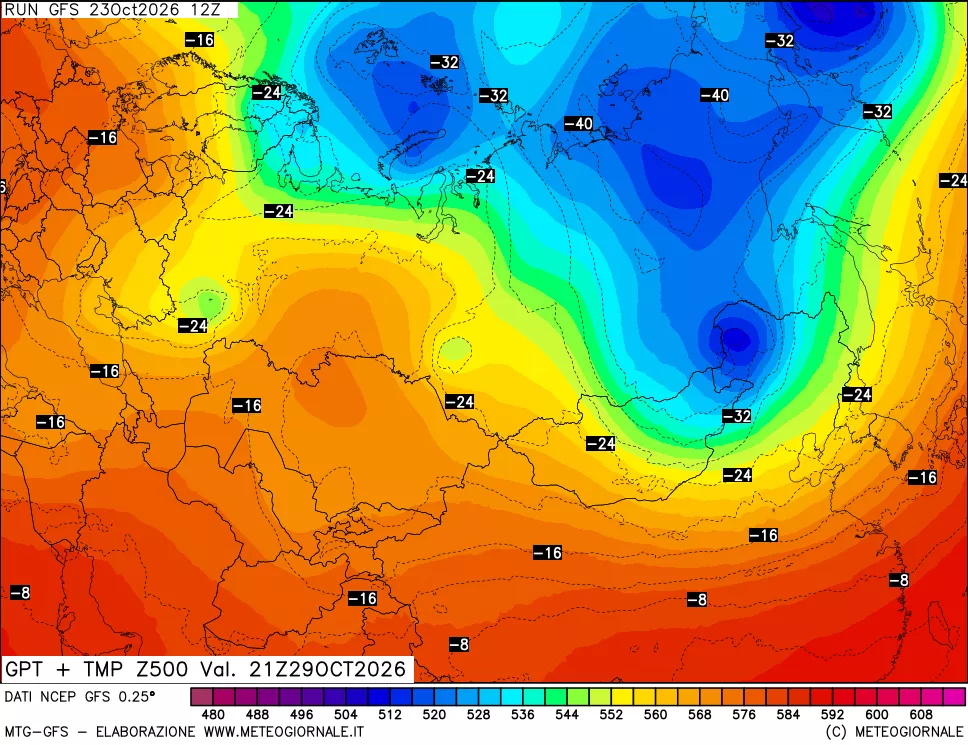 mappa 500 hPa GPT + Temp
