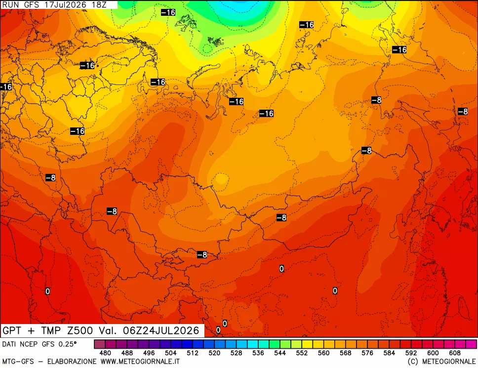 mappa 500 hPa GPT + Temp