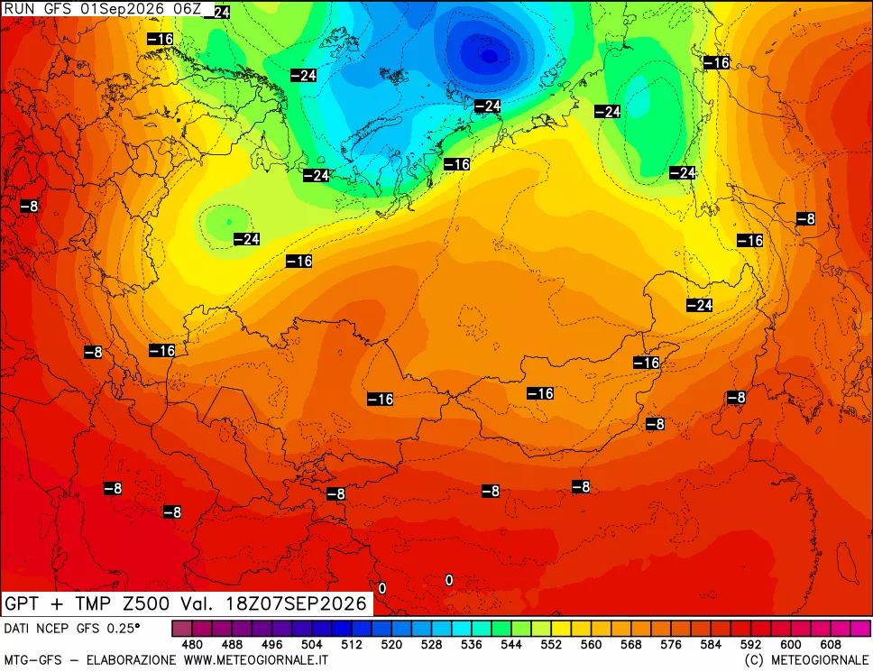 mappa 500 hPa GPT + Temp
