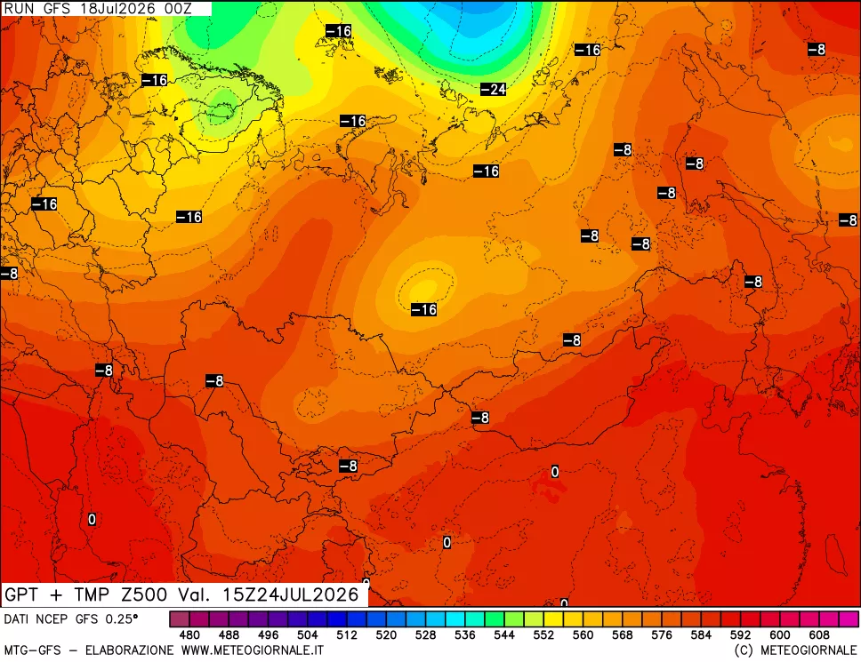 mappa 500 hPa GPT + Temp