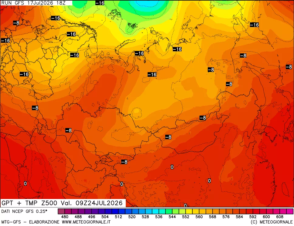 mappa 500 hPa GPT + Temp
