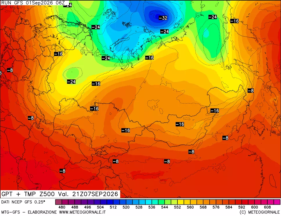 mappa 500 hPa GPT + Temp
