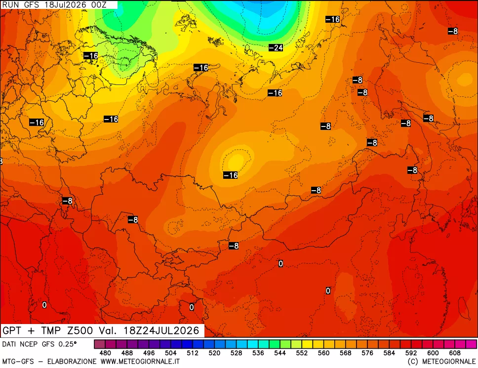 mappa 500 hPa GPT + Temp