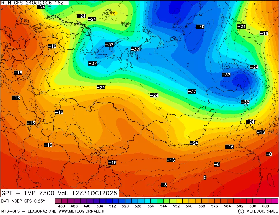 mappa 500 hPa GPT + Temp